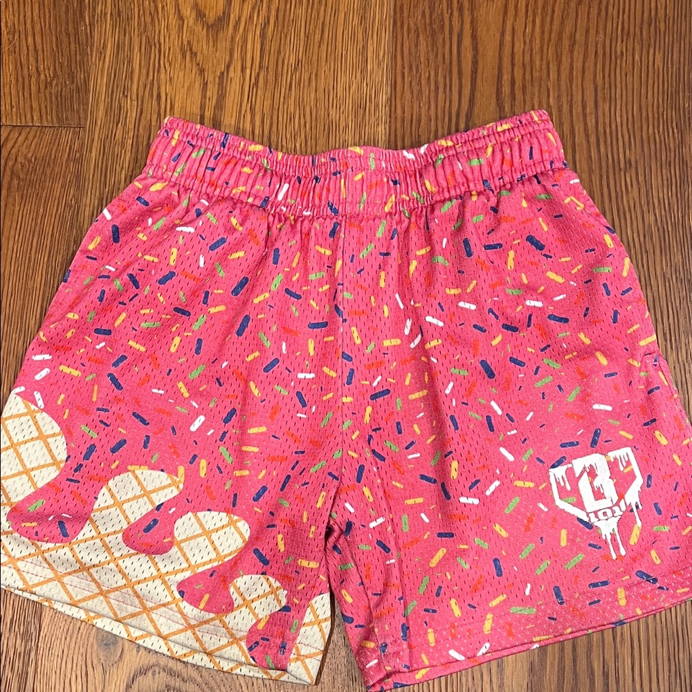 Baseball Lifestyle Ice Cream Drip Shorts Pink Strawberry Youth Small